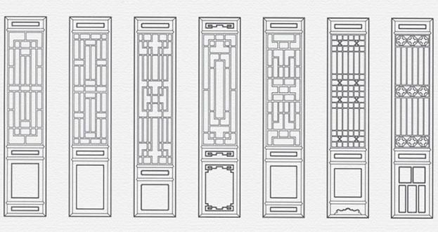 蓝山常用中式仿古花窗图案隔断设计图